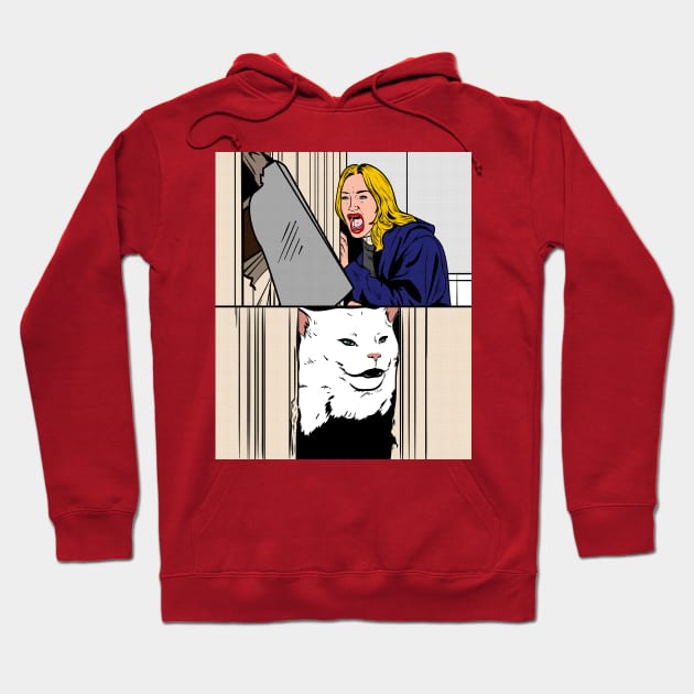 Woman Yelling at Cat Meme Dinner Table Salad Hoodie by Celestial Holding Co.